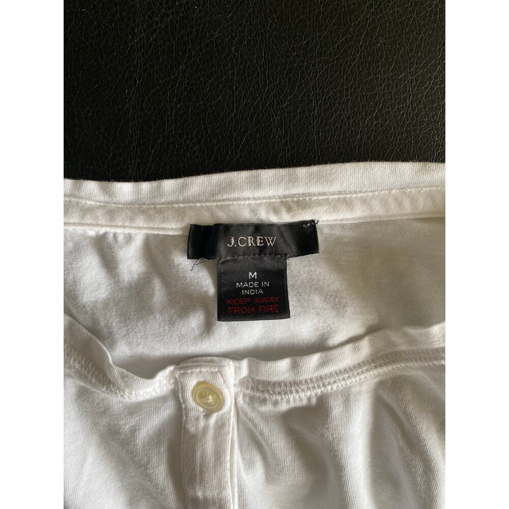 J. CREW White Henley Long Sleeve Top in Dreamy Cotton Size Women's Medium - Picture 8 of 10